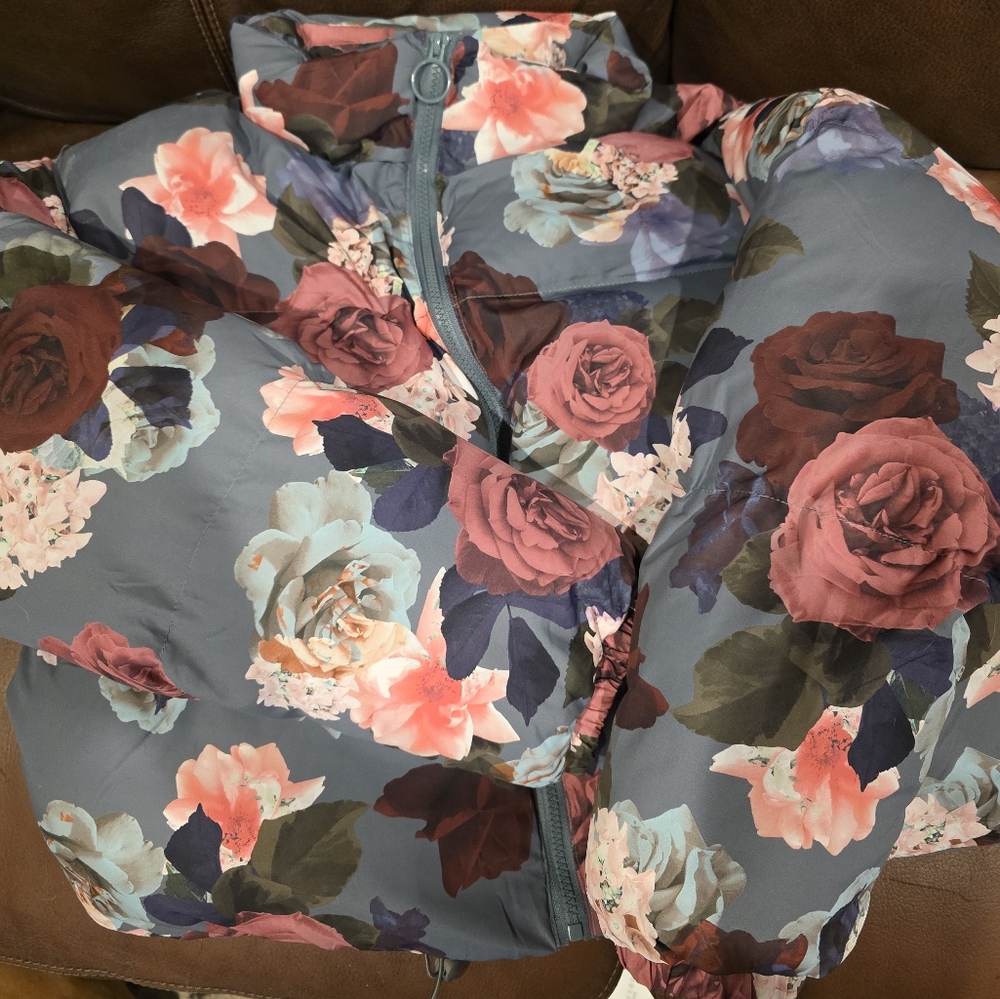 JustFab floral puffer jacket